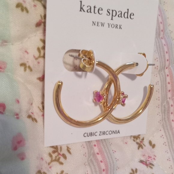 Kate Spade Little Luxuries Rose Gold Hoop Earrings - Picture 2 of 12